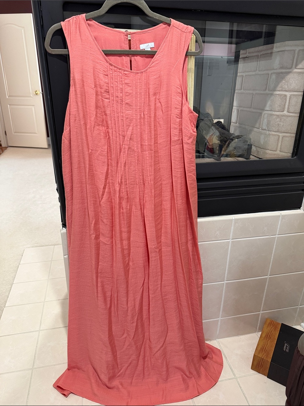 J. Jill Coral-Pink Sleeveless Pleated Maxi Dress